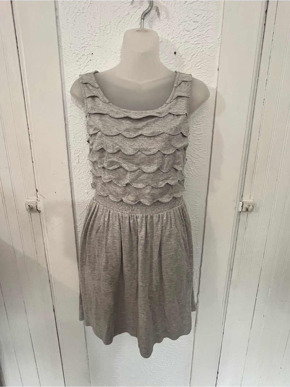 Grey Ruffled Tank Dress with pockets!